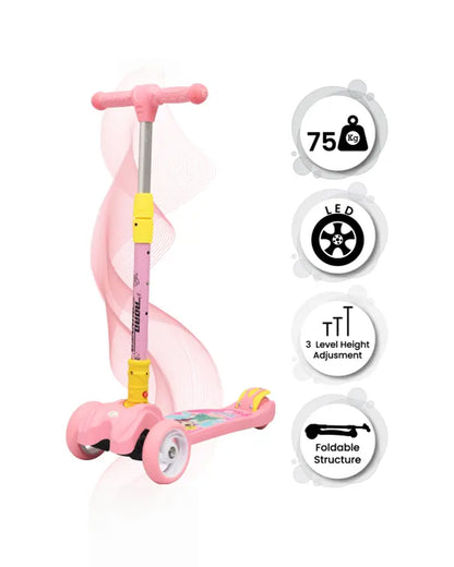 R for Rabbit Road Runner Baby Scooter-4 Level Height Adjustment-With PU LED Wheels-3Y to 7Y (Upto 75Kg)-Pink