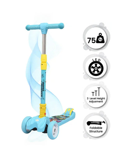 R for Rabbit Road Runner Baby Scooter-4 Level Height Adjustment-With PU LED Wheels-3Y to 7Y (Upto 75Kg)-Blue