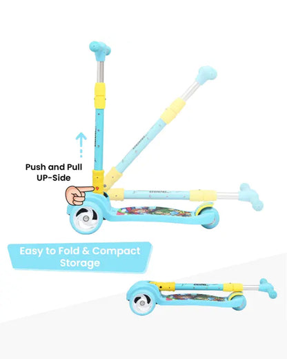 R for Rabbit Road Runner Baby Scooter-4 Level Height Adjustment-With PU LED Wheels-3Y to 7Y (Upto 75Kg)-Blue