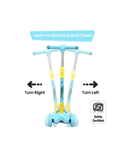 R for Rabbit Road Runner Baby Scooter-4 Level Height Adjustment-With PU LED Wheels-3Y to 7Y (Upto 75Kg)-Blue