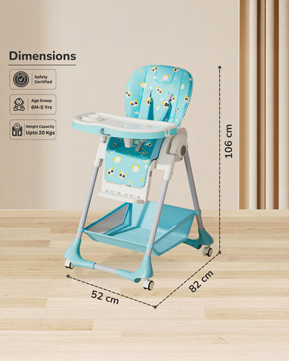 R for Rabbit Marshmallow Baby High Chair-7 Height Adjustments-Removable Double Meal Tray-6M to 5Y (Upto 20Kg)-Green