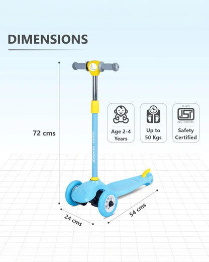 R for Rabbit Road Runner Junior Baby Scooter-3 Level Height Adjustment-Anti Slip Deck-2Y to 4Y (Upto 50Kg)-Blue