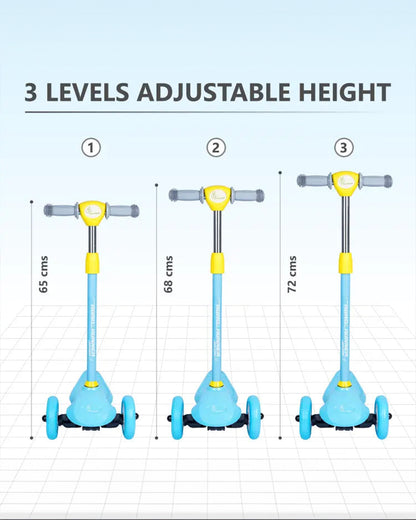 R for Rabbit Road Runner Junior Baby Scooter-3 Level Height Adjustment-Anti Slip Deck-2Y to 4Y (Upto 50Kg)-Blue