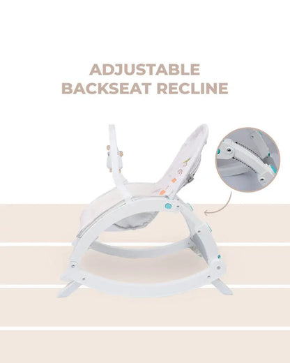 R for Rabbit Rock N Play Baby Rocker-Converts to Feeding Chair-Adjustable Backrest Recline-For Infants-Cream Grey