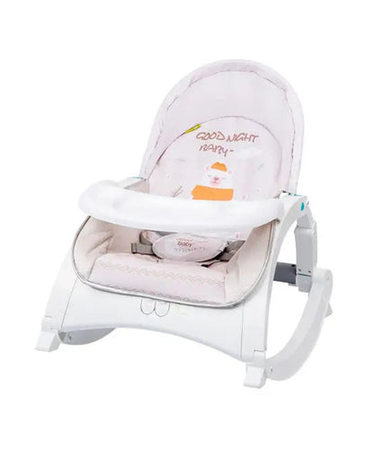 R for Rabbit Rock N Play Baby Rocker-Converts to Feeding Chair-Adjustable Backrest Recline-For Infants-Cream Grey