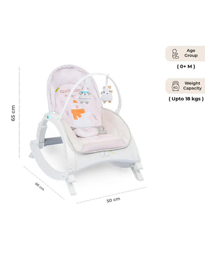 R for Rabbit Rock N Play Baby Rocker-Converts to Feeding Chair-Adjustable Backrest Recline-For Infants-Cream Grey