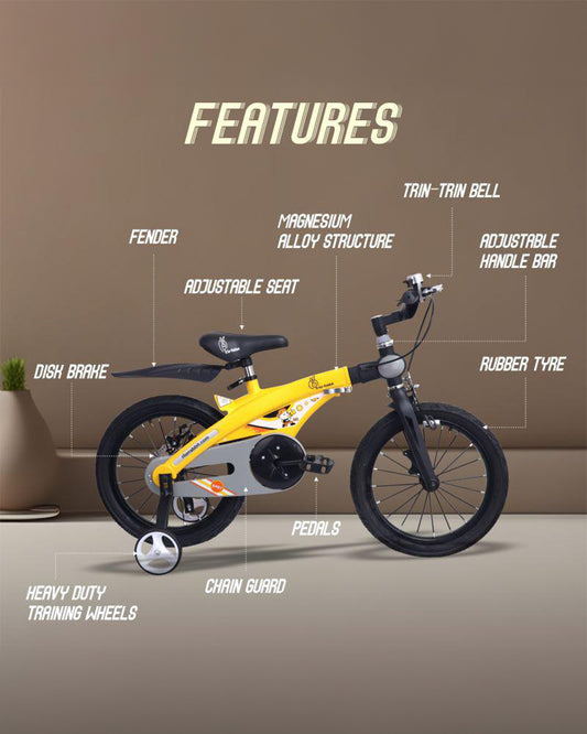 R for Rabbit Tiny Toes Jazz Bicycle-14 inch Wheels-90% Pre-Installed-Adjustable Structure-3Y to 5Y (Upto 40kg)-Yellow