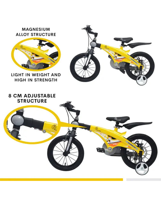 R for Rabbit Tiny Toes Jazz Bicycle-14 inch Wheels-90% Pre-Installed-Adjustable Structure-3Y to 5Y (Upto 40kg)-Yellow