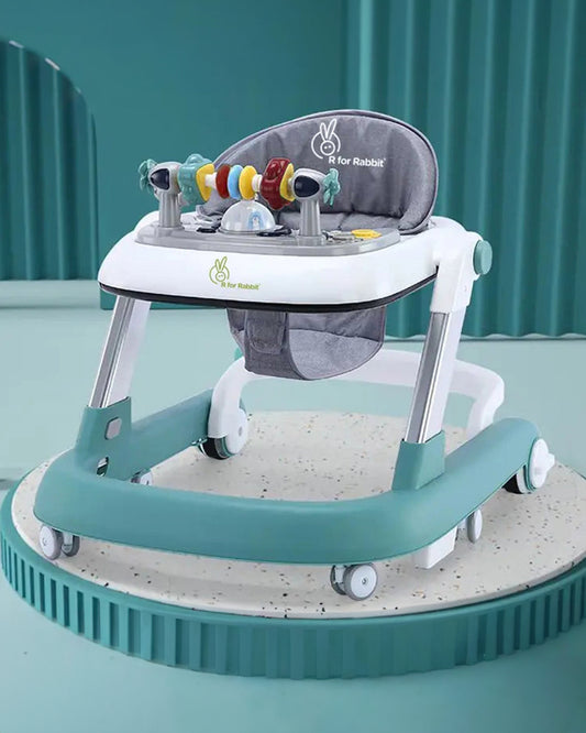 R for Rabbit Little Feet Baby Walker-2 Level Height Adjustment-With Anti Fall Brake Pads-6M to 18M (Upto 15Kg)-Green