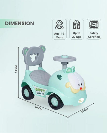 R for Rabbit Giffy Baby Ride on-Inbuilt Music-Smooth Steering-Rear Brake System-1Y to 3Y (Upto 20Kg)-Green