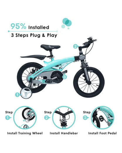 R for Rabbit Tiny Toes Jazz Bicycle-14 inch Wheels-90% Pre-Installed-Adjustable Structure-3Y to 5Y (Upto 40kg)-Lake Blue