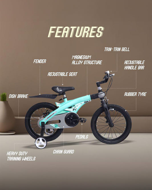 R for Rabbit Tiny Toes Jazz Bicycle-14 inch Wheels-90% Pre-Installed-Adjustable Structure-3Y to 5Y (Upto 40kg)-Lake Blue