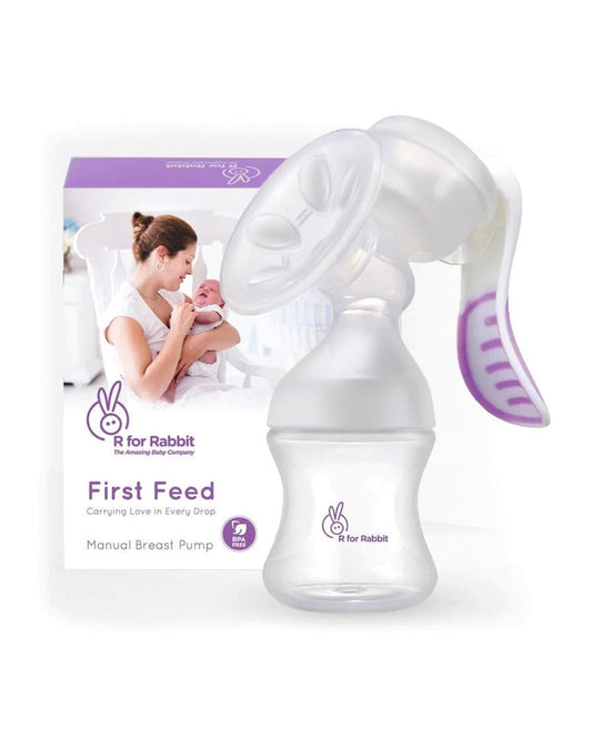 R for Rabbit First Feed Manual Breast Pump-4 Level Speed Adjustment-Anti Backflow-Purple-Milk Expression Pump