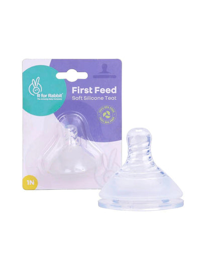 R for Rabbit First Feed Soft Silicone Teat For Glass/PP Bottle-6M+-X Size-Soft & Stretchable-Feeding Bottle Nipple