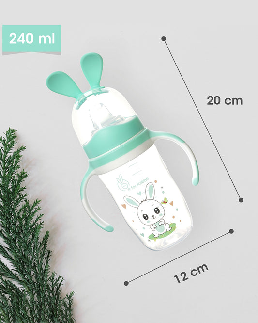 R for Rabbit Bunny Spout Sipper-Soft Silicone Spout -Spill Proof-Green-240 ml