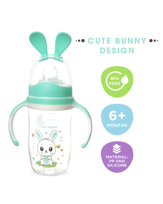 R for Rabbit Bunny Spout Sipper-Soft Silicone Spout -Spill Proof-Green-240 ml