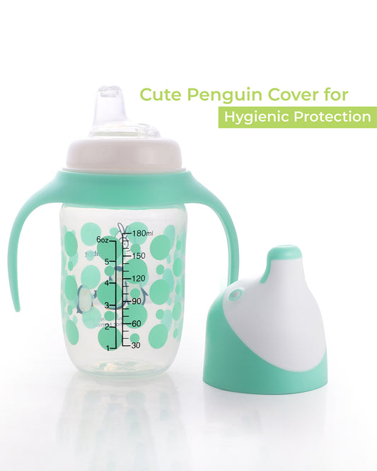 R for Rabbit Penguin Spout Sipper-Soft Silicone Spout -Spill Proof-Green-180 ml