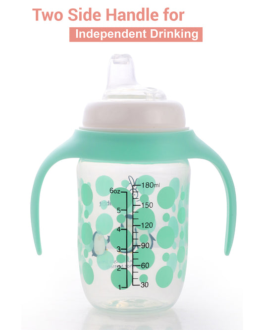 R for Rabbit Penguin Spout Sipper-Soft Silicone Spout -Spill Proof-Green-180 ml