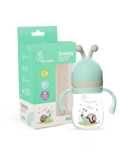 R for Rabbit Snoozy Spout Sipper-Soft Silicone Spout -Spill Proof-Green-240 ml