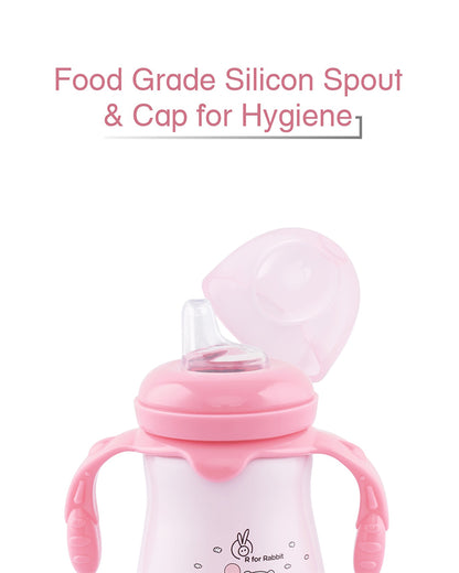 R for Rabbit Steebo Teddy Stainless Steel Feeding Bottle-Pink-Double Wall Insulated-With Soft Silicone Spout-210 ml