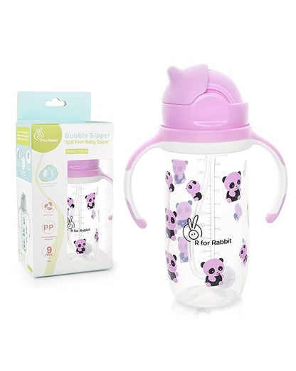 R for Rabbit Bubble Weighted Straw Sipper-With Flip Lid-Pink