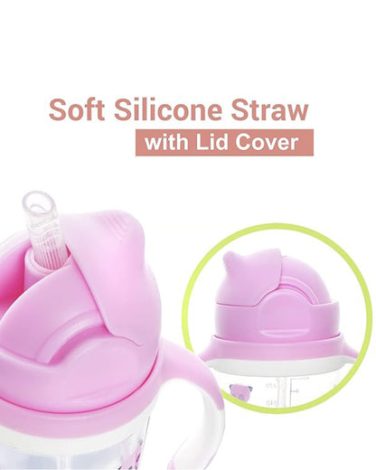 R for Rabbit Bubble Weighted Straw Sipper-With Flip Lid-Pink