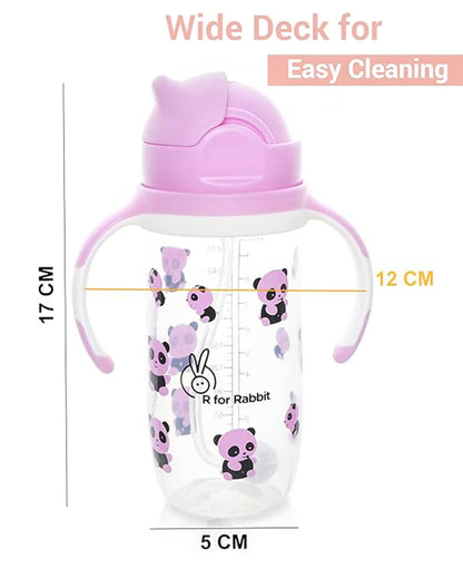 R for Rabbit Bubble Weighted Straw Sipper-With Flip Lid-Pink