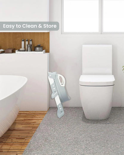 R For Rabbit Hilltop Step Stool Potty Seat-With Adjustable Ladder-Grey White-1 to 7 Years