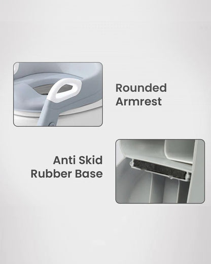 R For Rabbit Hilltop Step Stool Potty Seat-With Adjustable Ladder-Grey White-1 to 7 Years