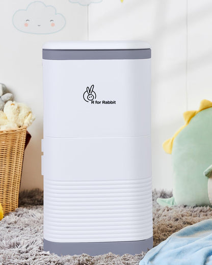 R For Rabbit Hygo Bin Baby Diaper Pail-With Odor Controlling Carbon Filter-Grey White