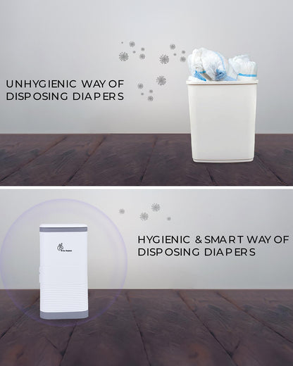 R For Rabbit Hygo Bin Baby Diaper Pail-With Odor Controlling Carbon Filter-Grey White