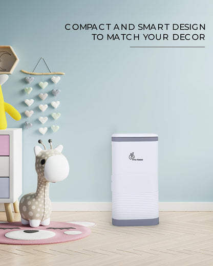 R For Rabbit Hygo Bin Baby Diaper Pail-With Odor Controlling Carbon Filter-Grey White