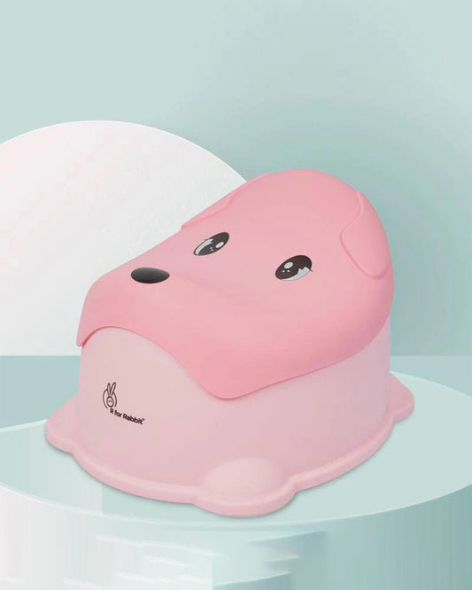R For Rabbit Puppy Cute Faced Potty Chair-With Removable Lid-1 to 7 Year-Pink