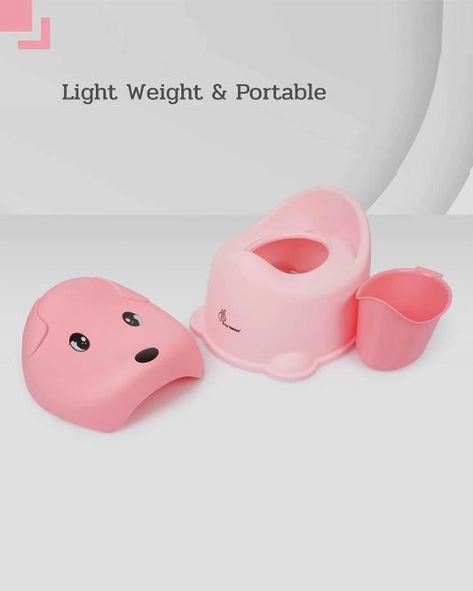 R For Rabbit Puppy Cute Faced Potty Chair-With Removable Lid-1 to 7 Year-Pink