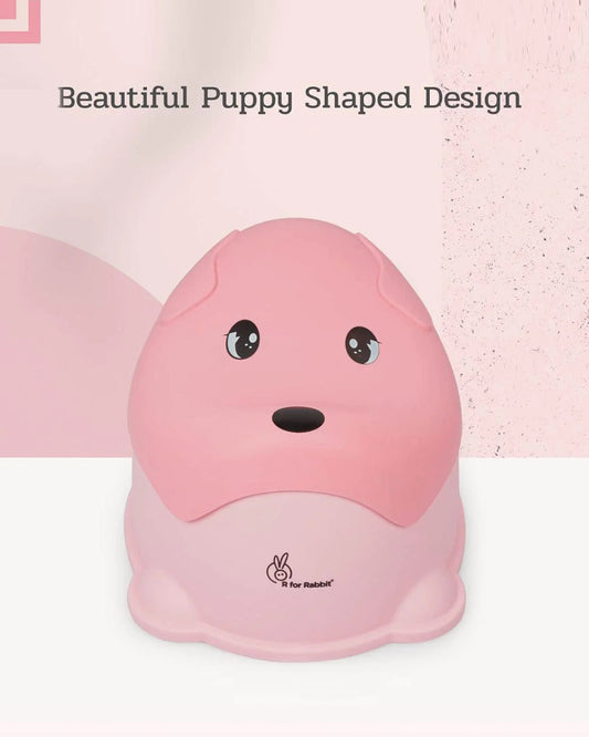 R For Rabbit Puppy Cute Faced Potty Chair-With Removable Lid-1 to 7 Year-Pink