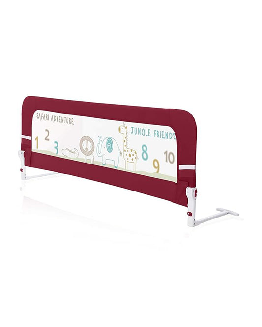 R for Rabbit Safeguard Animal Print Bed Rail Guard for Infants-Easy Side Fold-6ft length x 2.3ft height-Red