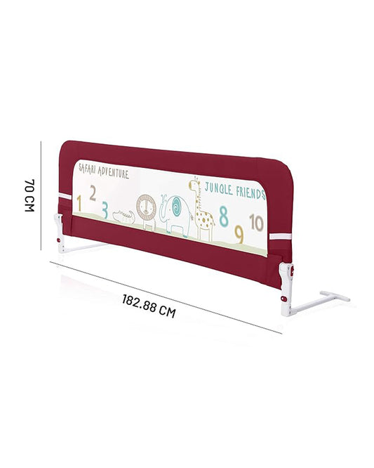 R for Rabbit Safeguard Animal Print Bed Rail Guard for Infants-Easy Side Fold-6ft length x 2.3ft height-Red