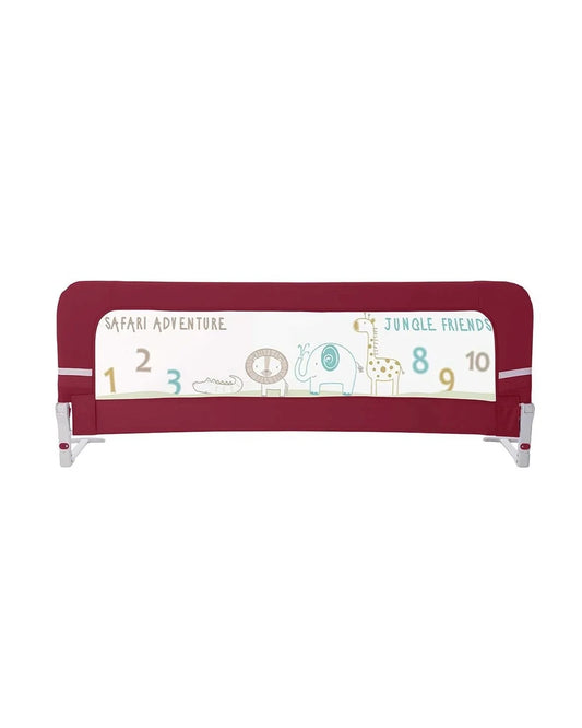 R for Rabbit Safeguard Animal Print Bed Rail Guard for Infants-Easy Side Fold-6ft length x 2.3ft height-Red
