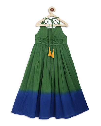 Tiber Taber Green Maxi Frock Dress-Tie Dye-Cotton-For Infants