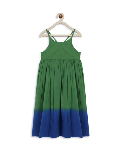 Tiber Taber Green Maxi Frock Dress-Tie Dye-Cotton-For Infants