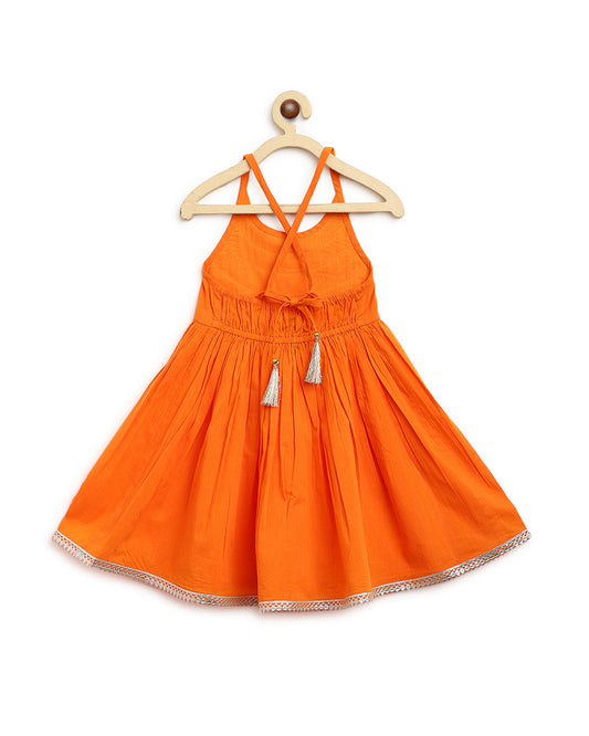 Tiber Taber Orange Top Sharara Set-Solid-Cotton-For Infants