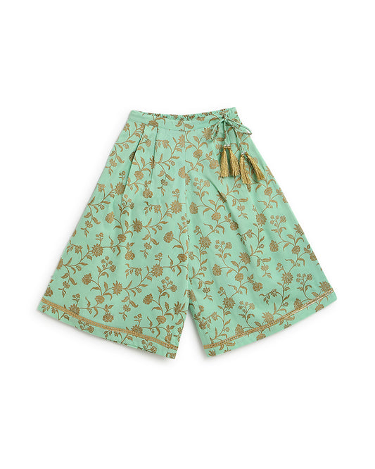 Tiber Taber Green Coord Set-Embroidered-Cotton-For Infants
