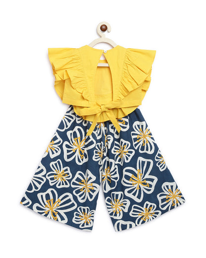 Tiber Taber Yellow Top and Culottes Set-Ruffled-Cotton-For Infants