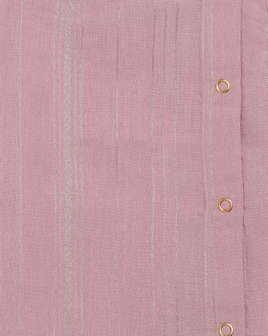 Tiber Taber Purple Jamun Chuski Jhabla and Pajama Set-Solid Zari Design-Cotton-For Infants