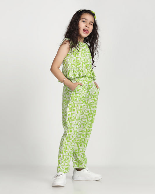 Story Tailor Green Crop Top and Pant-Monkey and The Crocodile-Cotton-For Infants