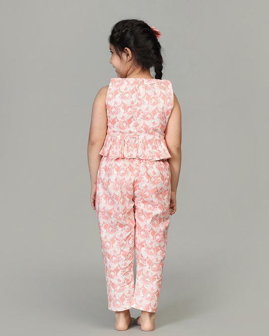 Story Tailor Peach Pink Crop Top and Pant-Foolish Lion and The Clever Rabbit-Cotton-For Infants