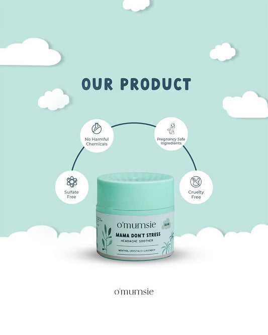 O'mumsie Headache Soother Balm (50g) & Sore Muscle Rub-With Menthol-Pregnancy Safe