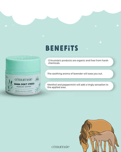 O'mumsie Headache Soother Balm (50g) & Sore Muscle Rub-With Menthol-Pregnancy Safe