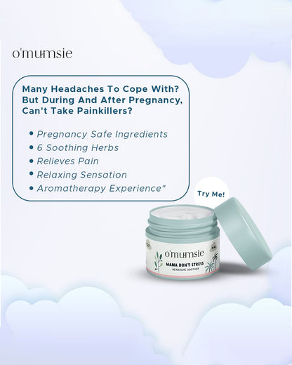 O'mumsie Headache Soother Balm-With Menthol Crystals & Lavender-Pregnancy Safe