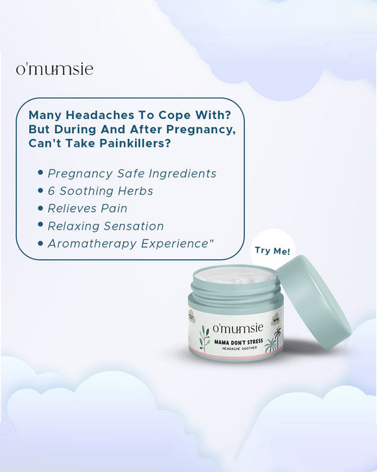O'mumsie Headache Soother Balm (50g) & Sore Muscle Rub-With Menthol-Pregnancy Safe